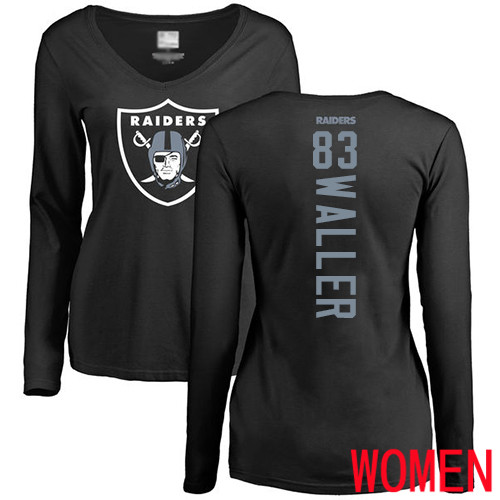 Oakland Raiders Black Women Darren Waller Backer NFL Football #83 Long Sleeve T Shirt